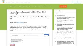 How can I get my Google account Client ID and Client Secret key