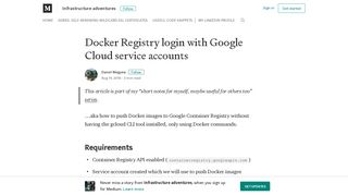 Docker Registry login with Google Cloud service accounts - Medium