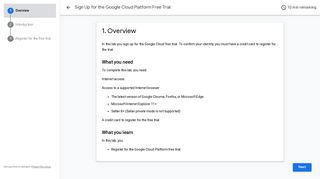 Sign Up for the Google Cloud Platform Free Trial - Google Codelabs