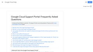 Google Cloud Support Portal: Frequently Asked Questions - Google ...