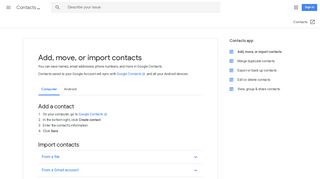 Add, move, or import contacts - Computer - Contacts ... - Google Support