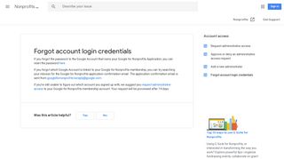 Forgot account login credentials - Nonprofits Help - Google Support
