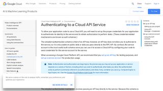Authenticating to a Cloud API Service | Cloud Video ... - Google Cloud