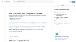 Add to & check your Google Play balance - Android - Google Play Help