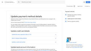 Update payment method details - G Suite Admin Help - Google Support