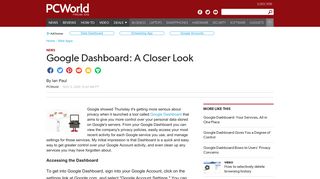 Google Dashboard: A Closer Look | PCWorld