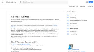 Calendar audit log - G Suite Admin Help - Google Support