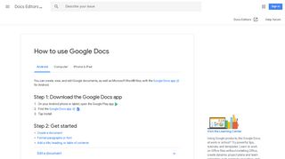 How to use Google Docs - Android - Docs Editors Help - Google Support
