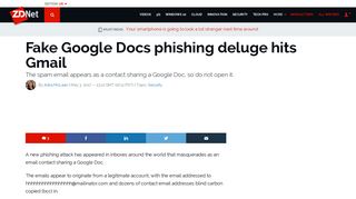 Fake Google Docs phishing deluge hits Gmail | ZDNet