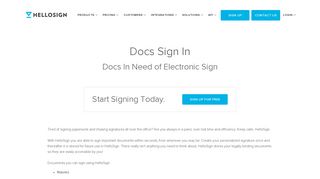 Docs Sign In - HelloSign