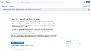 How do I sign in to Classroom? - Computer ... - Google Support