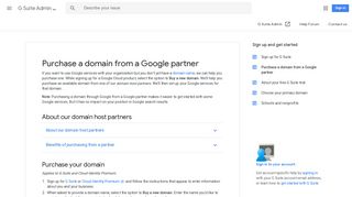 Purchase a domain from a Google partner - G Suite Admin Help