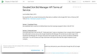 DoubleClick Bid Manager API Terms of Service - Google Developers