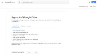 Sign out of Google Drive - iPhone & iPad - Google Drive Help