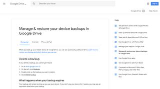 Manage & restore your device backups in Google Drive - Computer ...