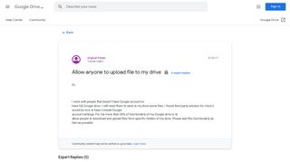 Allow anyone to upload file to my drive - Google Product Forums
