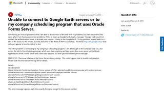 Unable to connect to Google Earth servers or to my company ...