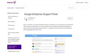 Google Enterprise Support Portal – Maplink Support - Suporte Maplink