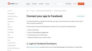 Connect your app to Facebook - Auth0