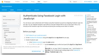 Authenticate Using Facebook Login with JavaScript | Firebase - Google