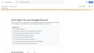 Can't sign in to your Google Account - Google+ Help - Google Support