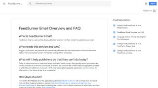 FeedBurner Email Overview and FAQ ... - Google Support
