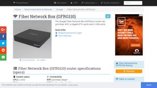 Google Fiber Network Box (GFRG110) Default Password & Login ...