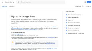 Sign up for Google Fiber - Google Fiber Help - Google Support