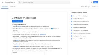Configure IP addresses - Google Fiber Help - Google Support