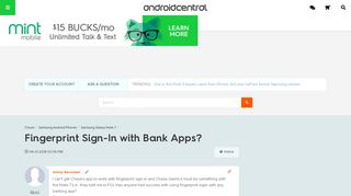 Fingerprint Sign-In with Bank Apps? - Android Forums at ...