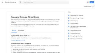 Manage Google Fit settings - Android - Google Account Help