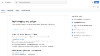 Track flights and prices - Computer - Travel Help - Google Support