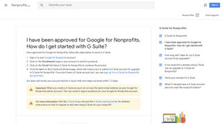 I have been approved for Google for Nonprofits. How do I get started ...