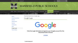 Google Login - Mansfield Public School