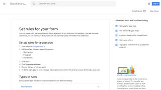 Set rules for your form - Docs Editors Help - Google Support