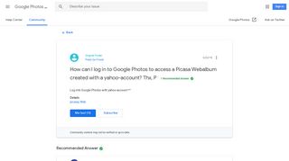 How can I log in to Google Photos to access a Picasa Webalbum ...