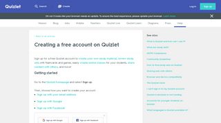 Creating a free account on Quizlet | Quizlet