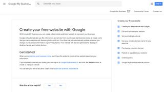 Create your free website with Google - Google My Business Help