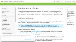 Sign-in in Android Games | Play Games Services for Android | Google ...