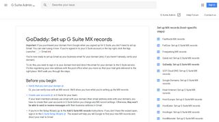 GoDaddy: Set up G Suite MX records - Google Support