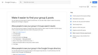 Make it easier to find your group & posts - Groups Help - Google Support