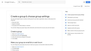 Create a group & choose group settings - Groups Help - Google Support