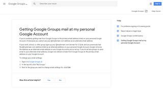 Getting Google Groups mail at my personal Google Account - Groups ...