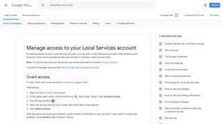 Manage access to your Local Services account - Google Ads Help