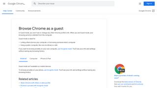 Browse Chrome as a guest - Android - Google Chrome Help