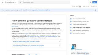 Allow external guests to join by default - G Suite ... - Google Support