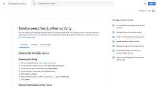 Delete searches & other activity - Computer - Google Account Help