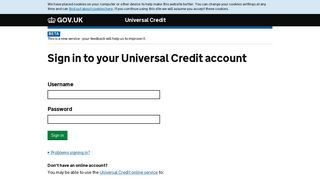 sign in to your Universal Credit online account