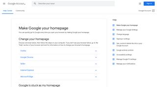 Make Google your homepage - Google Account Help - Google Support