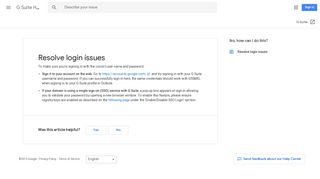 Resolve login issues - G Suite Help - Google Support